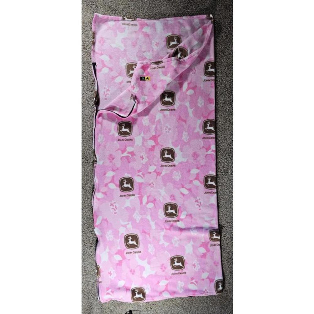 John Deere Pink Camo Zipper Fleece Sleeping Bag for Girls